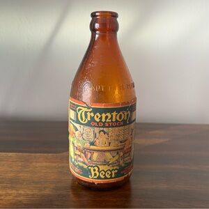 Vintage Trenton Old Stock Amber Glass Bottle New Jersey NJ Antique Collectible